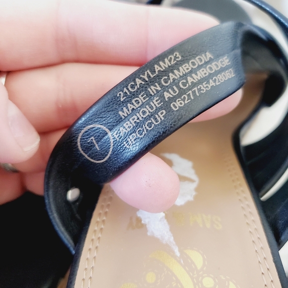 NWT Nordstrom Sam & Libby Black Leather Strappy Wedge Boho Beach Sandals 7 - Picture 4 of 5